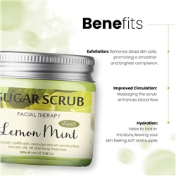 LEMON MINT Sugar Scrub, Luster (ЛИМОН МЯТА сахарный скраб для лица, Ластер), 200 г.