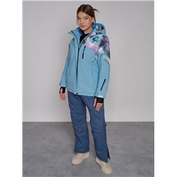 Горнолыжная куртка женская зимняя великан голубого цвета 2263Gl