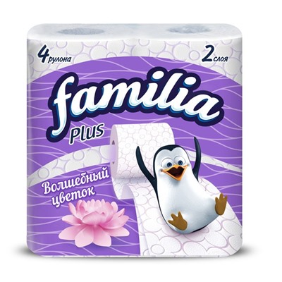 Туалетная бумага  FAMILIA PLUS 2 слоя 4 шт. Волшебный цветок