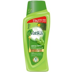 Vatika CACTUS AND GERGIR Hair Fall Control Shampoo, Dabur (Ватика КАКТУС И РУККОЛА Шампунь КОНТРОЛЬ ВЫПАДЕНИЯ для ломких, выпадающих и ослабленных волос, Дабур), 400 + 132 мл.