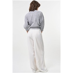 Джемпер летний укороченный из хлопка меланж светло-серый