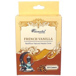 FRENCH VANILLA Backflow Natural Masala Cone, Aromatika (ФРАНЦУЗСКАЯ ВАНИЛЬ стелющийся дым, Ароматика), 10 конусов.