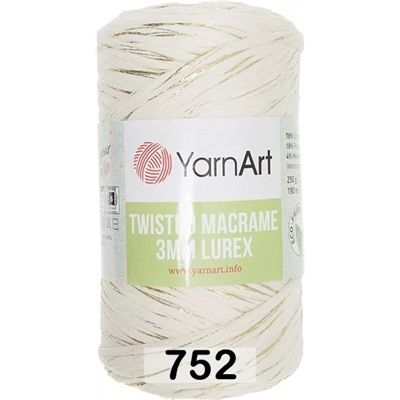 Пряжа Yarnart Macrame Twisted 3 Mm Lurex