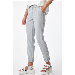 Джоггеры с лампасами в клетку серые