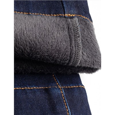 Джинсы-трубы из эластичного денима на флисе