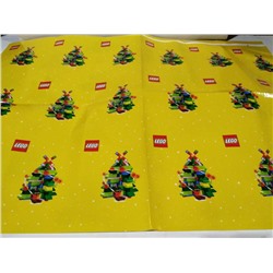 LEGO плотная фирменная упаковочная бумага - 3 листа с разными рисунками (2 желтых и 1 белый) с размерами каждого 80см на 60см. В вакуумной упаковке.