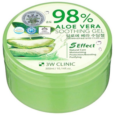 3W CLINIC Гель универс.увлажн. с Алоэ вера 98%  Aloe Vera Soothing gel 300мл