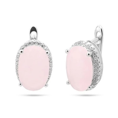 Серьги из серебра розовый кварц, МЦВ83