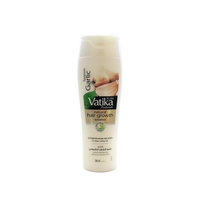 Vatika SPANISH GARLIC Natural Hair Growth Shampoo, Dabur (Ватика ИСПАНСКИЙ ЧЕСНОК Шампунь ДЛЯ РОСТА ВОЛОС для ослабленных и выпадающих волос, Дабур), 200 мл.