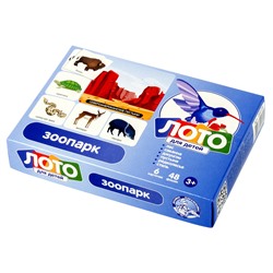 Малое картонное лото для детей «Зоопарк»