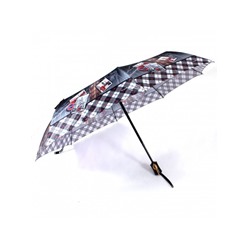 Зонт женский ТриСлона-882/L 3882 D,  R=55см,  полуавт;  8спиц,  3слож,  сатин,  серый  (Лондон)  235303