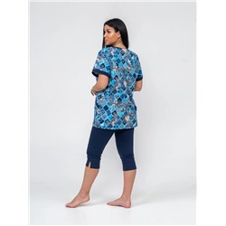 Костюм женский Текс-Плюс, цвет синий голубой бежевый