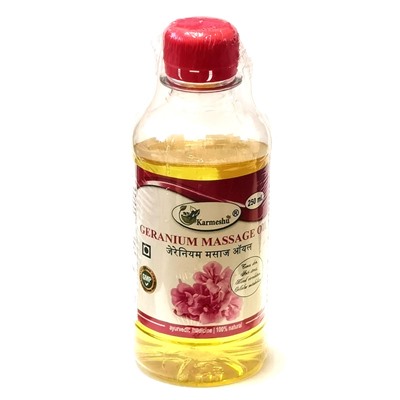 GERANIUM MASSAGE OIL, Karmeshu (ГЕРАНЬ массажное масло, Кармешу), 250 мл.