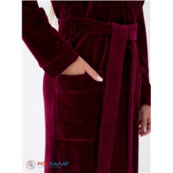 Женский велюровый халат с шалькой темно-бордовый ВМ-02 (13)