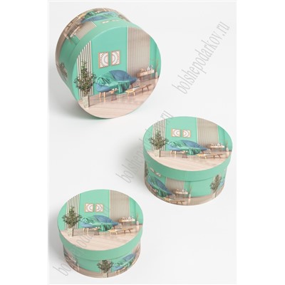 Коробки подарочные круглые 3 в 1 с рисунком, 21*21*11,5 см (SF-5642В)