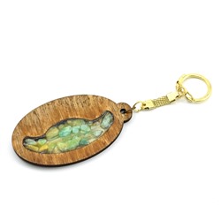 Брелок именной из дерева с амазонитом "Богдан", 78*44мм.