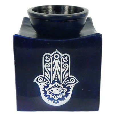 Аромалампа каменная ЧЁРНЫЙ КУБ С ЛАДОНЬЮ ФАТИМЫ SOB2005 (9 см.), 1 шт.