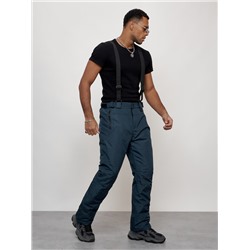 Полукомбинезон утепленный мужской зимний горнолыжный темно-синего цвета 2405TS