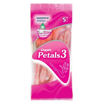 LASER PETALS 3 (ЛАЗЕР ЛЕПЕСТКИ 3, Разовая бритва с тремя лезвиями), уп. 5 шт.