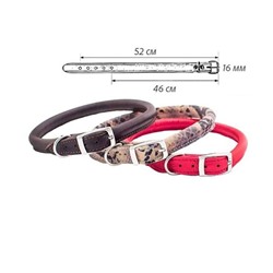 Ошейник кожаный цветной круглый "Cord" d10мм, пряжка 16мм, обхват 46-52см (TM "ZooM") АГ