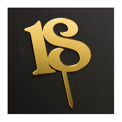 Топпер "Цифра 18" фигурный золото 7*8 см