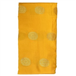 BANARASI BUTTA Сари однотонное ЖЕЛТОЕ, с каймой КРАСНОГО цвета и Золотистой вышивкой (Size: Onesize, с отрезом для блузы), 1 шт.