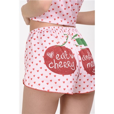 Пижама Hot Story Cherries (топ _ шорты) (Белый/красный)
