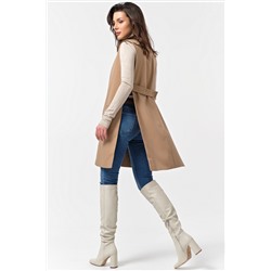 Жилет классический удлиненный из костюмной ткани бежевый