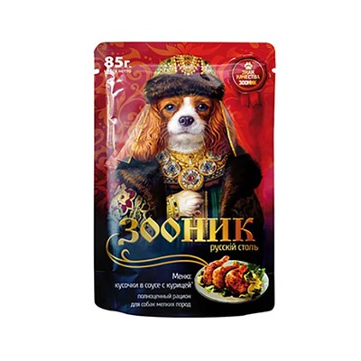 Зооник. Корм для собак, кусочки в соусе с курицей, 85г АГ