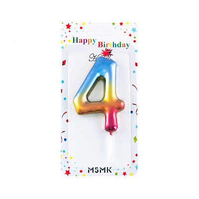 Свеча для торта "Цифра 4", с градиентом 8,5 см