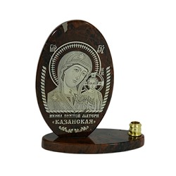 Икона из обсидиана овал со св "Казанская" 75*45*95мм