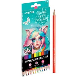 Карандаши цветные 12 цв. deVENTE Miracle шестигран.  грифель 2,8мм к/к 5022413