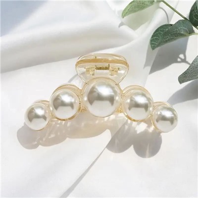 Заколка-краб для волос жемчужный 10 см.