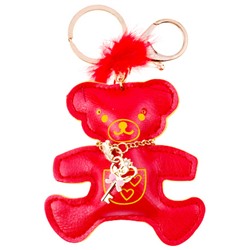 Брелок на сумку МИШКА КРАСНЫЙ (кожзам, 8*8 см.), 1 шт.