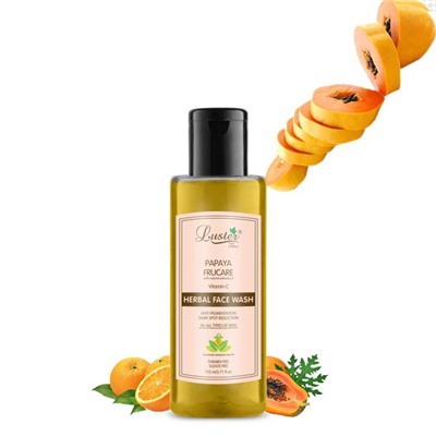 PAPAYA FRUCARE Face Wash, Luster (ПАПАЙЯ ФРУКЕА травяной гель для умывания без сульфатов и парабенов С ЭКСТРАКТОМ ВИТАМИНА C, Ластер), 110 мл.