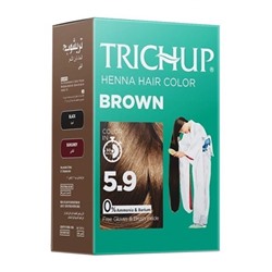 Trichup Henna Hair Color BROWN 5.9, Vasu (Тричуп краска для волос на основе хны КОРИЧНЕВАЯ, Васу), 60 г. (6 саше по 10 г.).