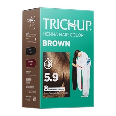 Trichup Henna Hair Color BROWN 5.9, Vasu (Тричуп краска для волос на основе хны КОРИЧНЕВАЯ, Васу), 60 г. (6 саше по 10 г.).