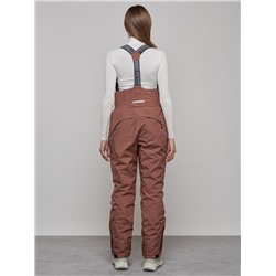 Полукомбинезон с высокой посадкой женский зимний коричневого цвета 7399K