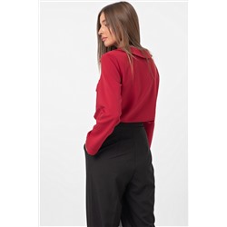 Рубашка свободная прямая с карманами красная