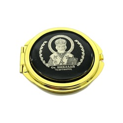 Зеркало из обсидиана 70*77*12мм "Николай Чудотворец"