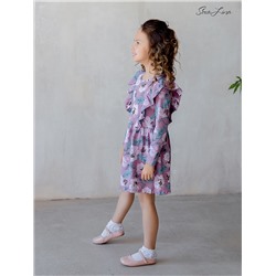 Платье София рукав лиловые пионы ФМ