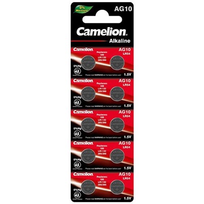 Батарейка  Camelion AG10 10BL  (LR54,LR1130,189,GP89A,389A) "таблетка"