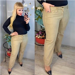 Брюки вельвет Size Plus бежевые An