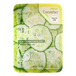 3W CLINIC Маска тканевая д/лица  с экстр.огурца  Fresh Cucumber Sheet mask 23л АКЦИЯ! СКИДКА 5%