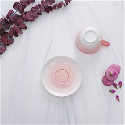 Чайная пара фарфоровая Доляна «Млечный путь», 2 предмета: чашка 220 мл, блюдце d=13,5 см, цвет розовый