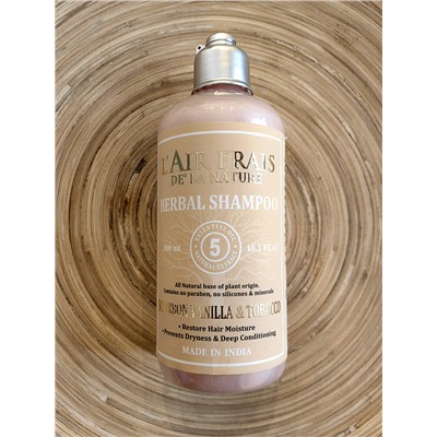 L'air Frais De'la Nature BOURBON VANILLA & TOBACCO Herbal Shampoo (БУРБОН ВАНИЛЬ И ТАБАК травяной шампунь), 300 мл.