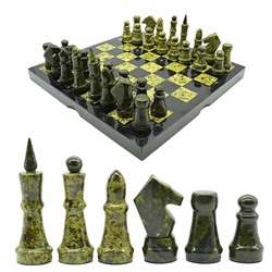 Шахматы подарочные из камня змеевик 295*295мм