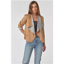 Жакет двусторонний короткий из замши бежево-серый