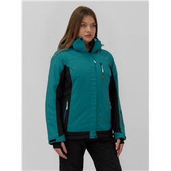 Горнолыжная куртка женская зимняя зеленого цвета 027Z