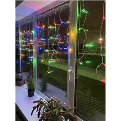 Гирлянда-штора, бахрома LED100  цветная 3м*0,5м RT-2420